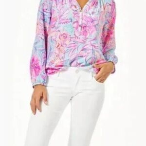 Lilly Pulitzer Pink and Blue Floral Blouse